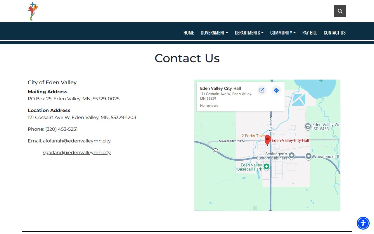 Eden Valley court docket city contact information source