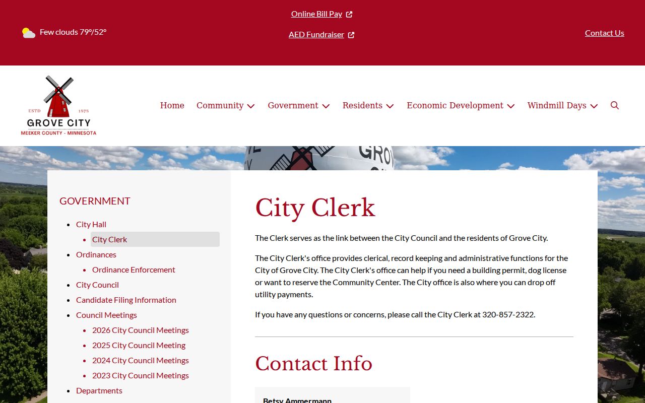 Grove City court docket city clerk records office