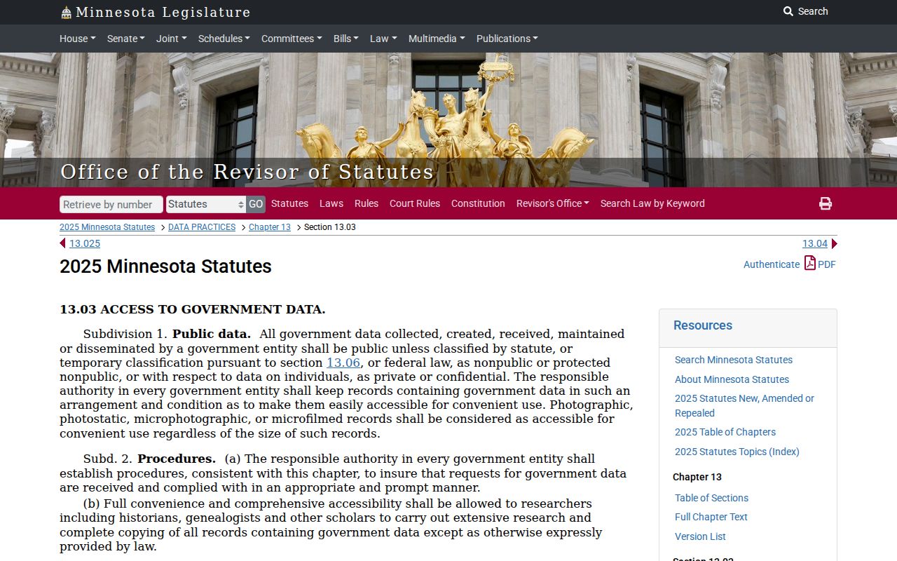 Meeker County civil docket Minnesota data practices statute