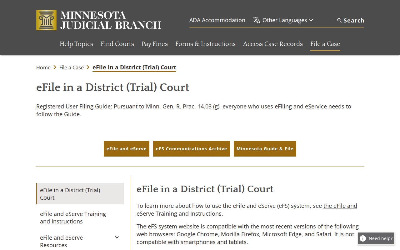 Meeker County court records eFile and eServe information
