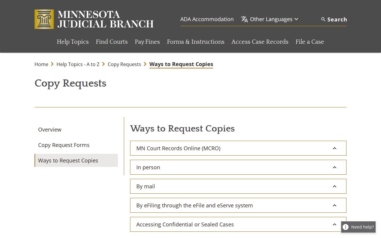 Meeker County court records copy request methods