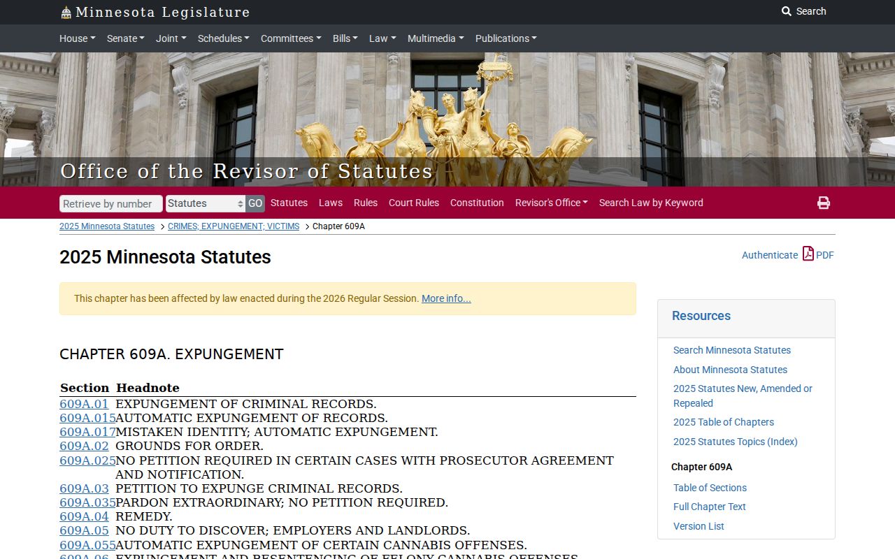 Meeker County criminal docket Minnesota expungement statute