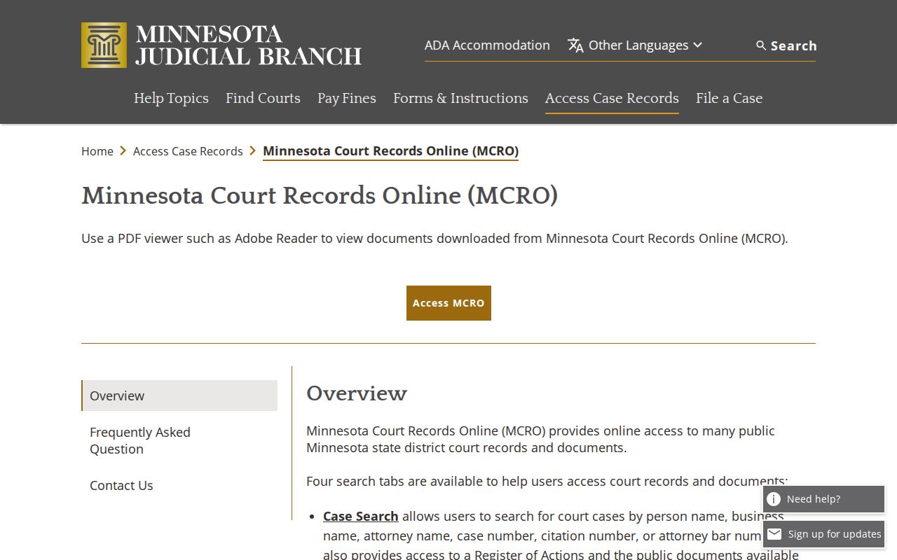 Meeker County court docket MCRO records overview