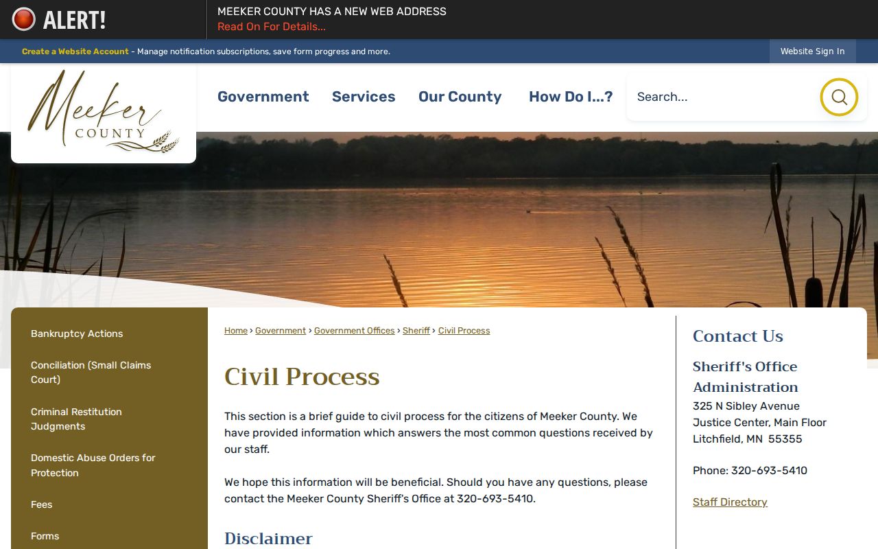 Meeker County court docket Justice Center information