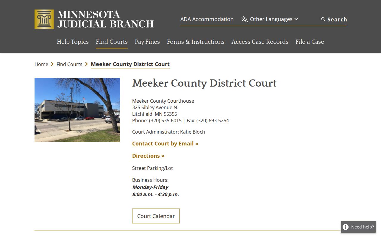 Meeker County court docket District Court information