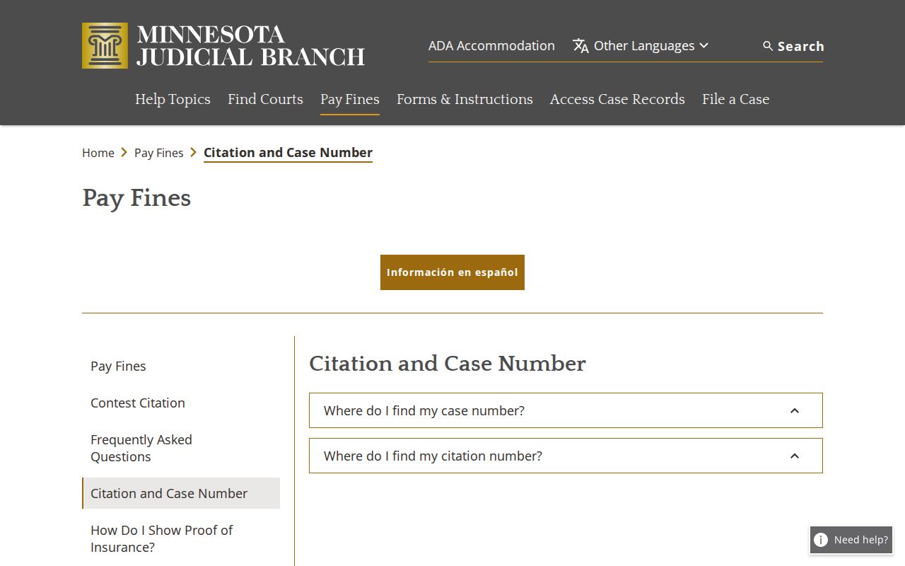 Meeker County traffic court records citation and case number help