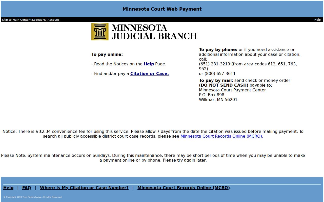 Meeker County traffic court records Court WebPay lookup
