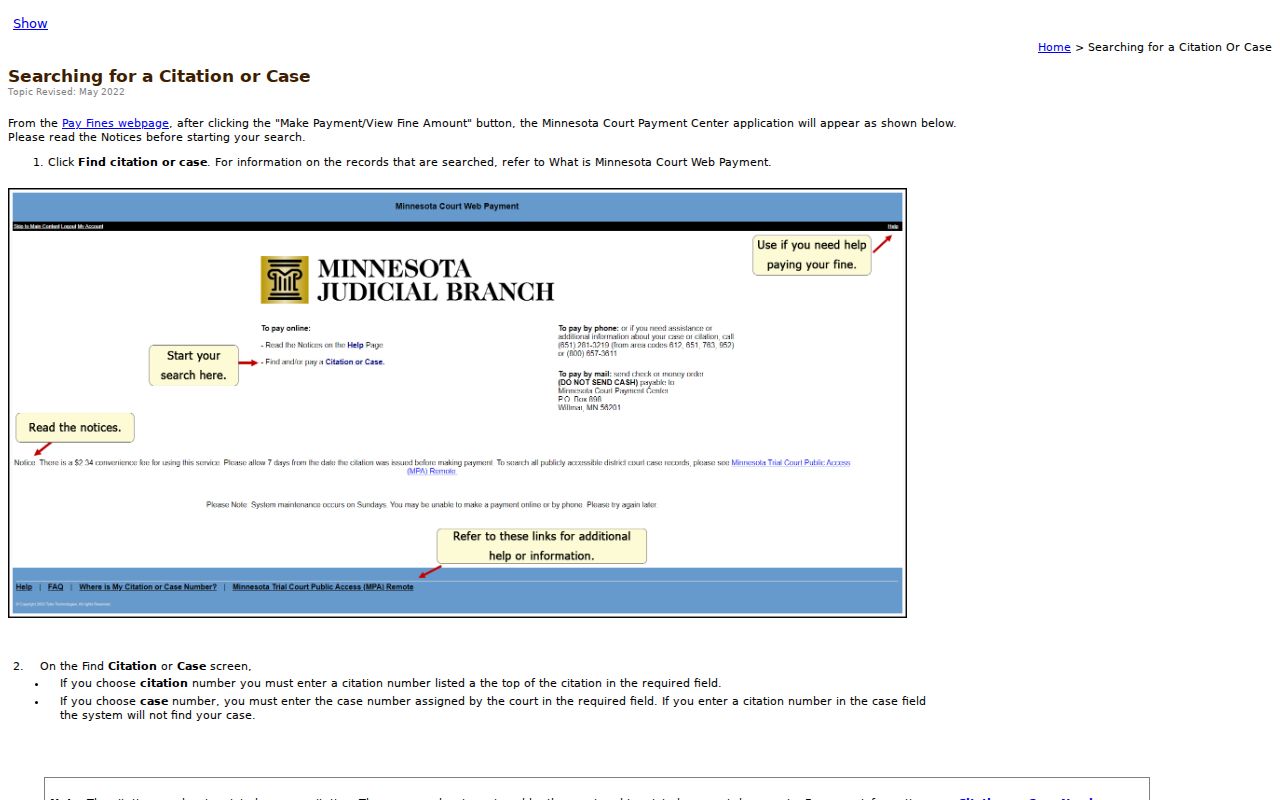 Meeker County traffic court records Court WebPay citation search help